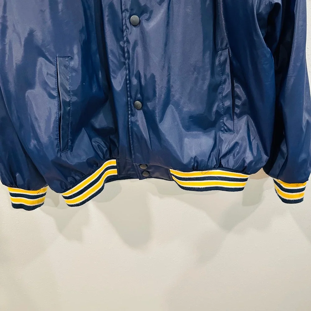 Vintage Steve Barrys Michigan Wolverines Satin Bomber Varsity Jacket Mens XL Y2K